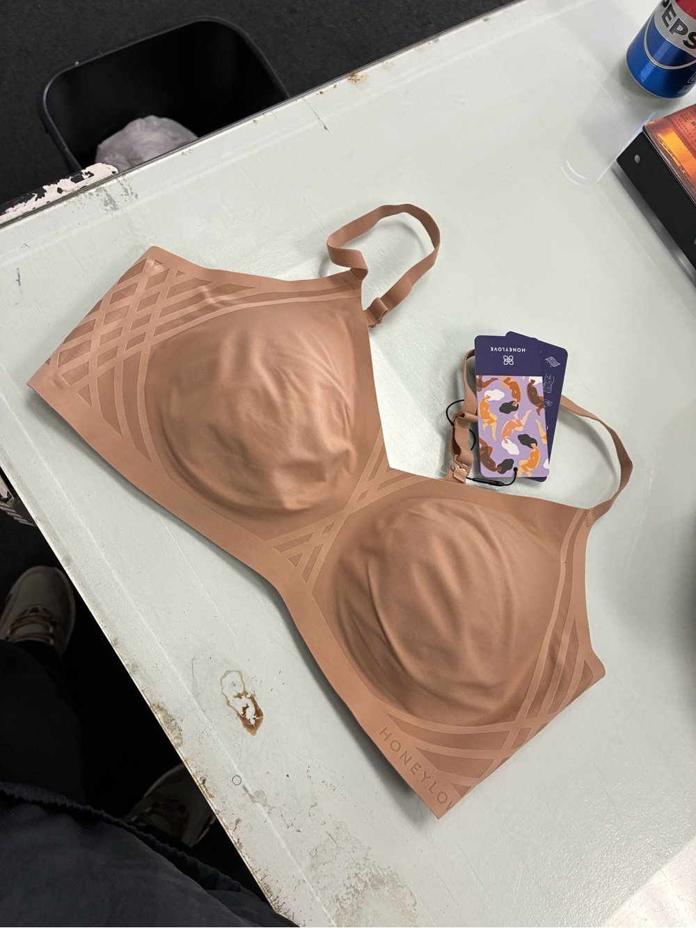 Honeylove Silhouette Wireless Lined Molded SAND Support Bra Size XL 38D/DD(E)